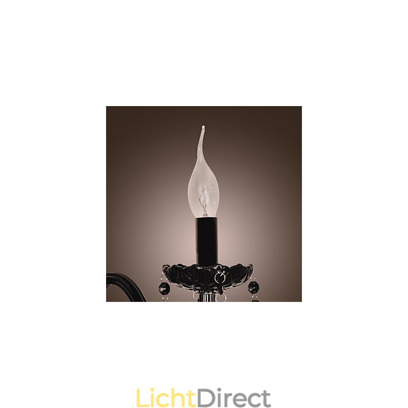 Zwarte kristallen wandlamp met kaarslamp