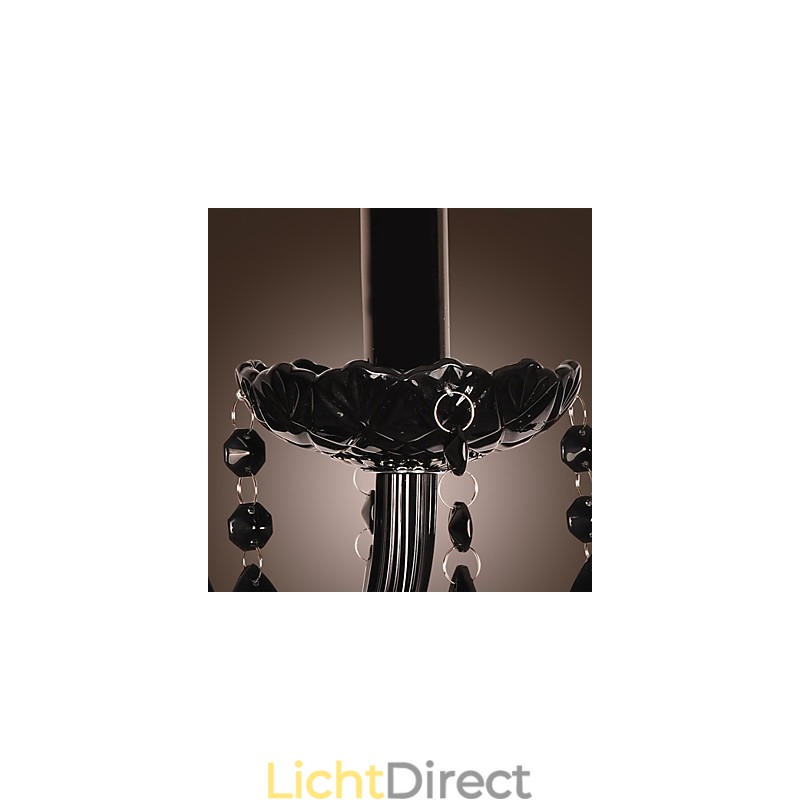 Zwarte kristallen wandlamp met kaarslamp