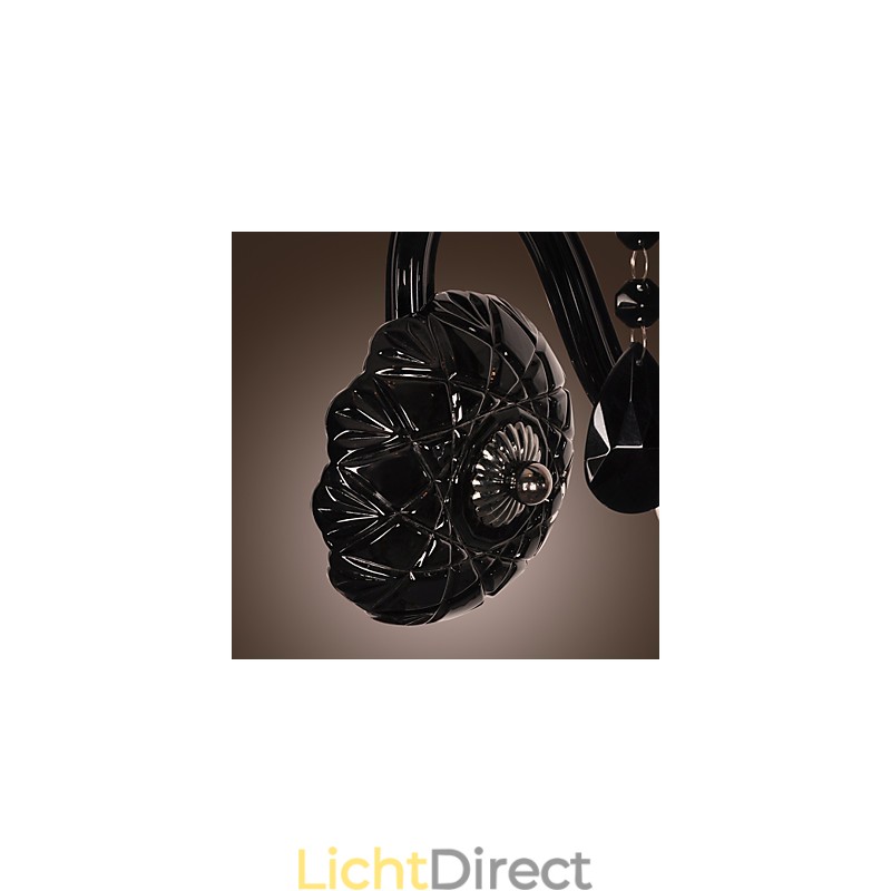 Zwarte kristallen wandlamp met kaarslamp