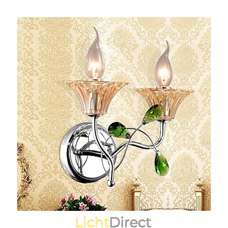 Wandlampen Badkamerverlichting Kaars Wandlampen Kristal Modern Hedendaags Metaal