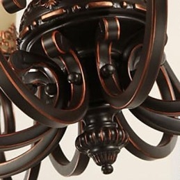 Kroonluchter Hanglamp 6 Lampenkap Naar Beneden Vintage Landelijk Metaal+Glas