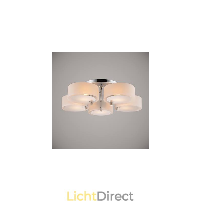 Moderne, eigentijdse plafondlamp met 5 lampen van metaal