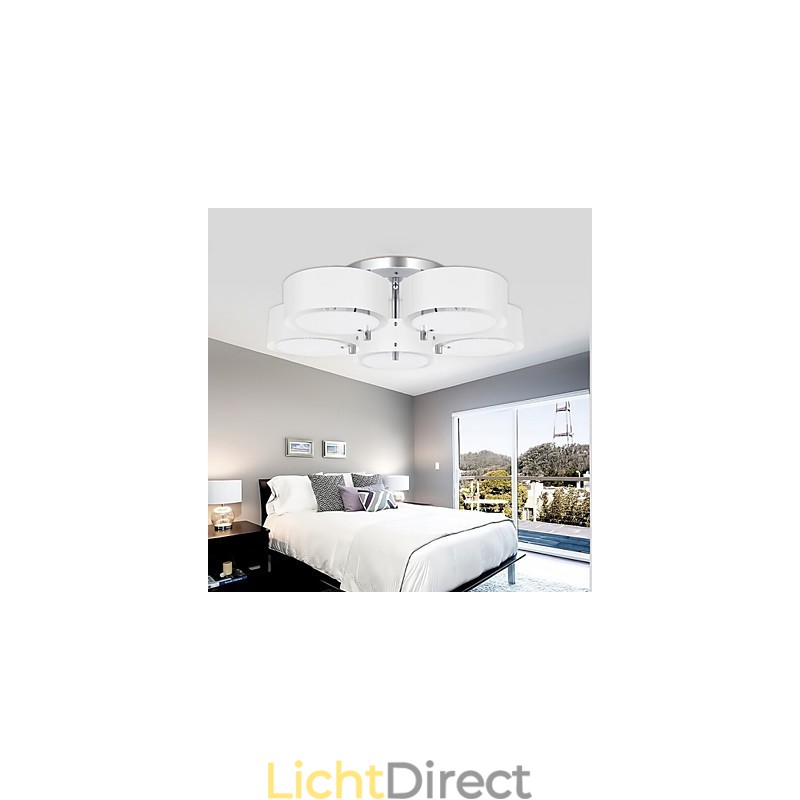 Moderne, eigentijdse plafondlamp met 5 lampen van metaal
