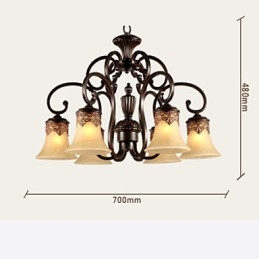 Kroonluchter Hanglamp 6 Lampenkap Naar Beneden Vintage Landelijk Metaal+Glas