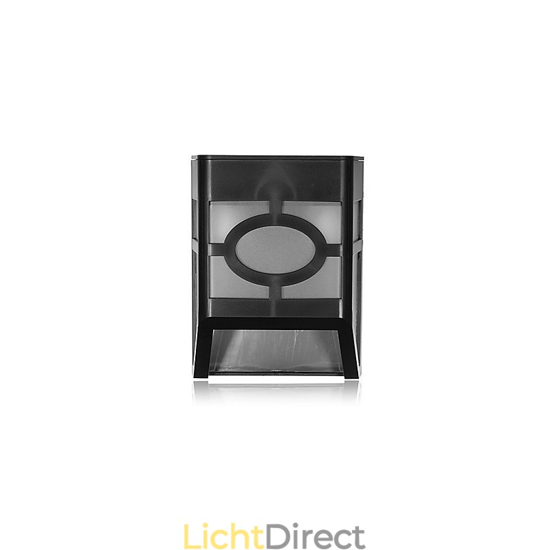 Warme gele zonne-energie wandlamp met 2 lantaarns voor op het dek