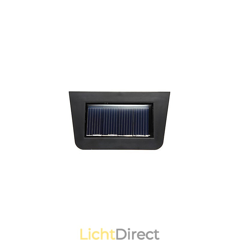 Warme gele zonne-energie wandlamp met 2 lantaarns voor op het dek