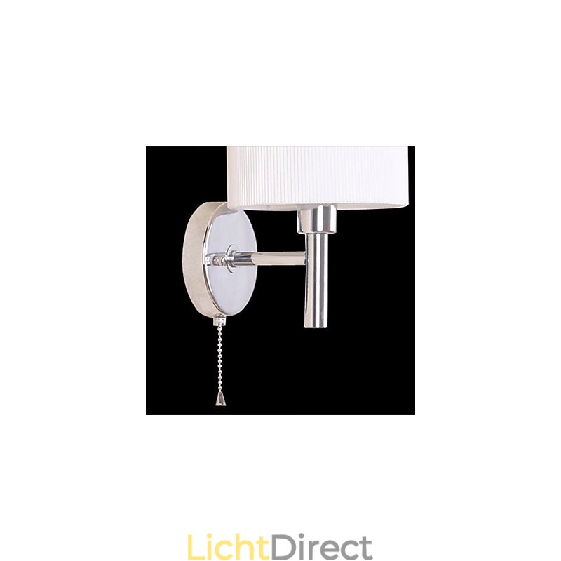 Stijlvolle wandlamp van metaal en stof met 1 lamp in witte cilinder