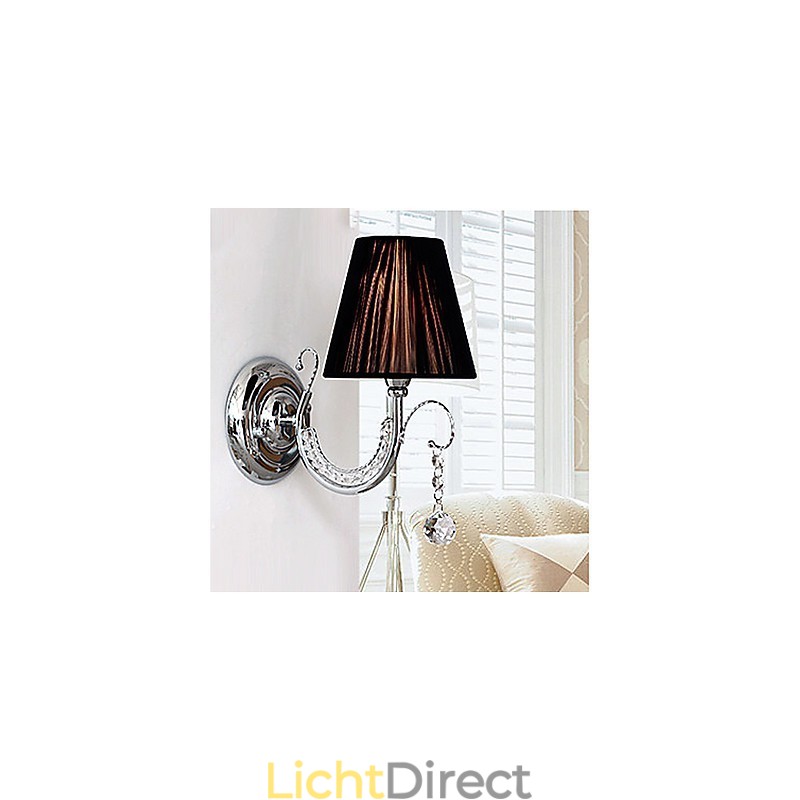 Moderne wandlamp met stoffen kap kroonluchter stijl arm kristal druppel