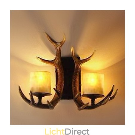 Wandlamp met 2 lampen in gewei-functie Wandlamp met 2 lampen in gewei-functie