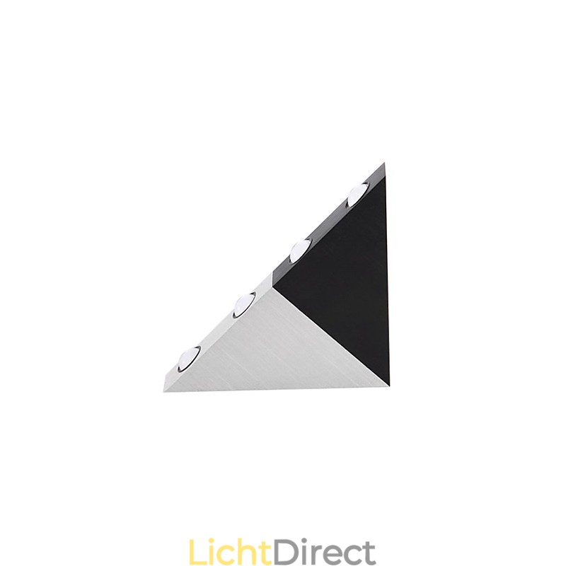 Moderne wandlamp met zwart en zilverkleurig chique driehoekig design