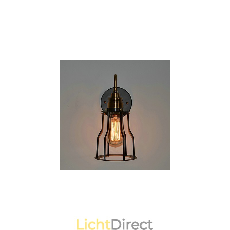 Minimalistische artistieke wandlamp met zwarte metalen skeletkap