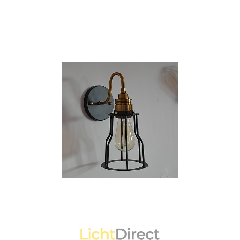 Minimalistische artistieke wandlamp met zwarte metalen skeletkap