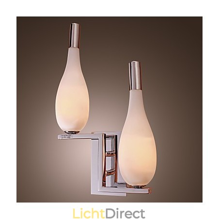Kristallen wandlamp met 2 lampen in flesvormige kap Kristallen wandlamp met 2 lampen in flesvormige kap