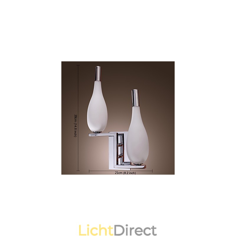 Kristallen wandlamp met 2 lampen in flesvormige kap