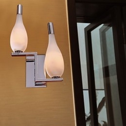 Kristallen wandlamp met 2 lampen in flesvormige kap