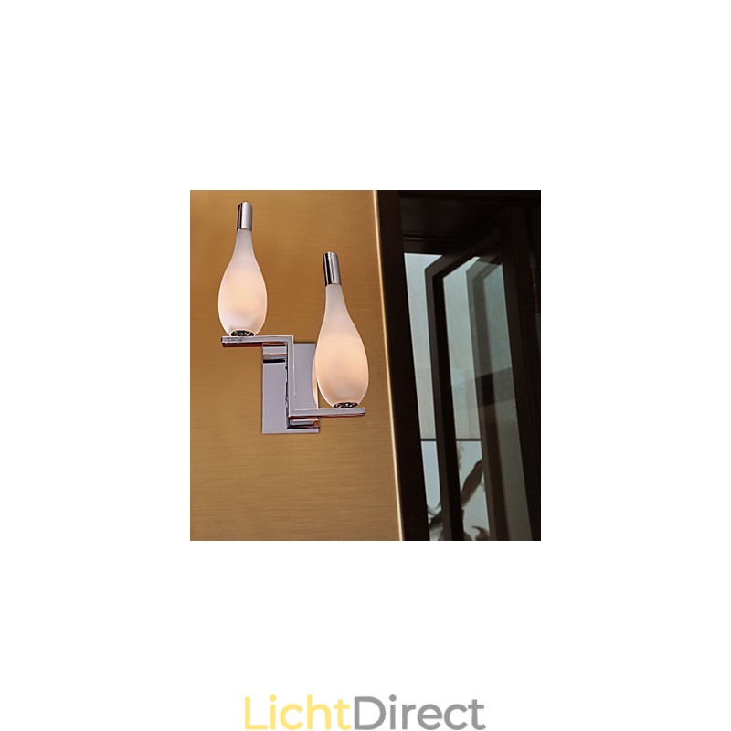 Kristallen wandlamp met 2 lampen in flesvormige kap