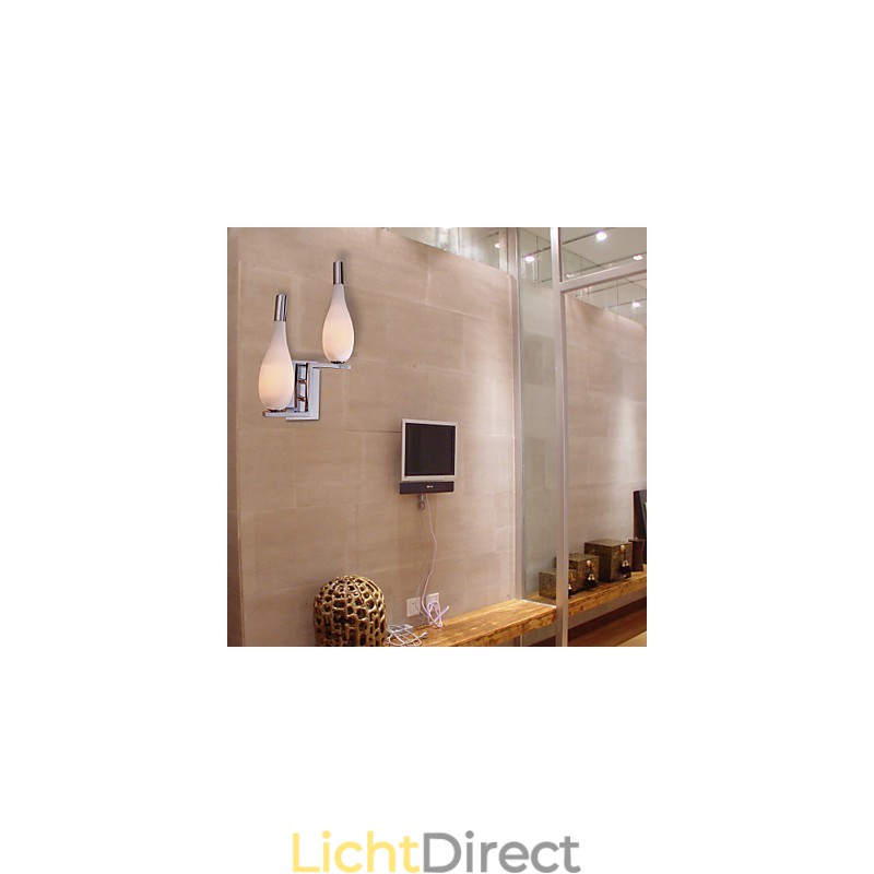Kristallen wandlamp met 2 lampen in flesvormige kap
