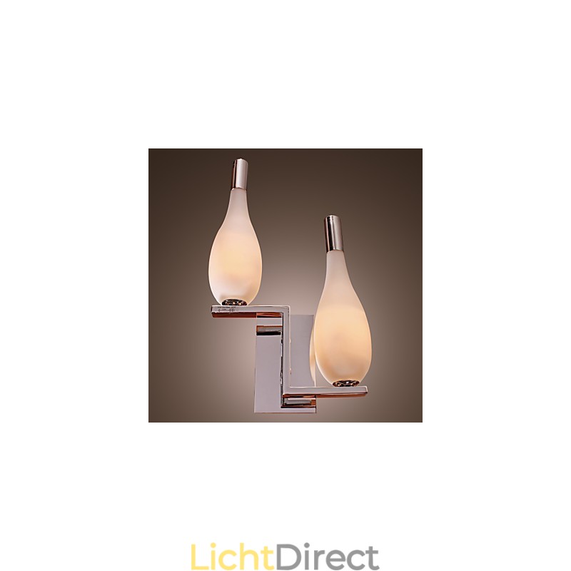 Kristallen wandlamp met 2 lampen in flesvormige kap