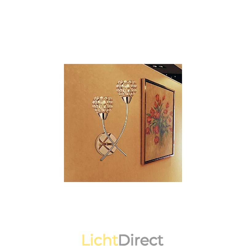 Kristal Gouden Wandlamp In 2 Lichten