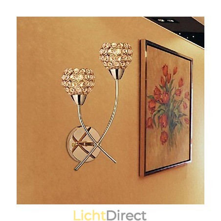 Kristal Gouden Wandlamp In 2 Lichten Kristal Gouden Wandlamp In 2 Lichten