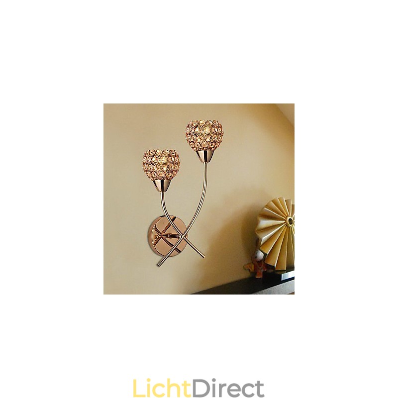 Kristal Gouden Wandlamp In 2 Lichten