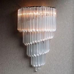Wandlamp met chromen afwerking, kristallen glazen strips en 3 lampen