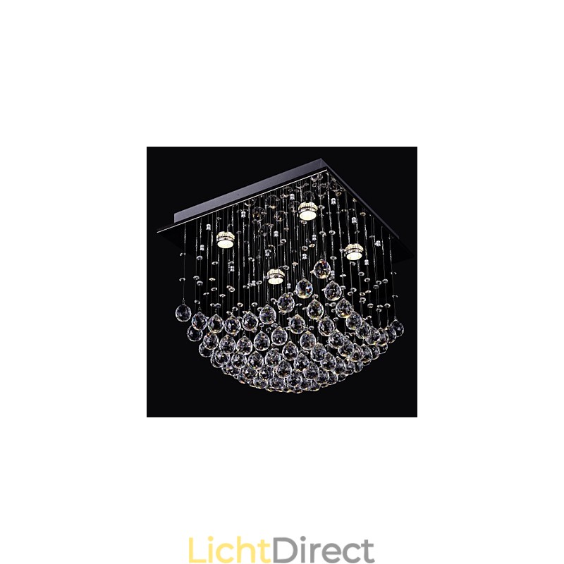Elegante Chinese kristallen kroonluchter met 4 lampen en vlakke montage
