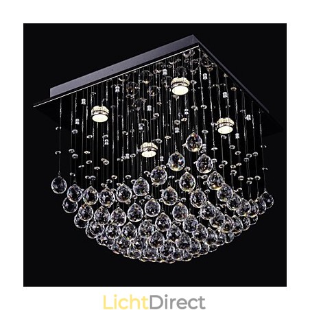 Elegante Chinese kristallen kroonluchter met 4 lampen en vlakke montage Elegante Chinese kristallen kroonluchter met 4 lampen en vlakke montage