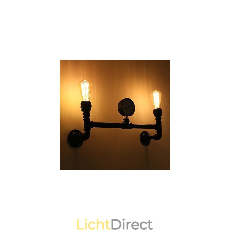 2 koppen Vintage industriële pijp wandlampen zwart creatieve verlichting restaurant café bar decoratie verlichting