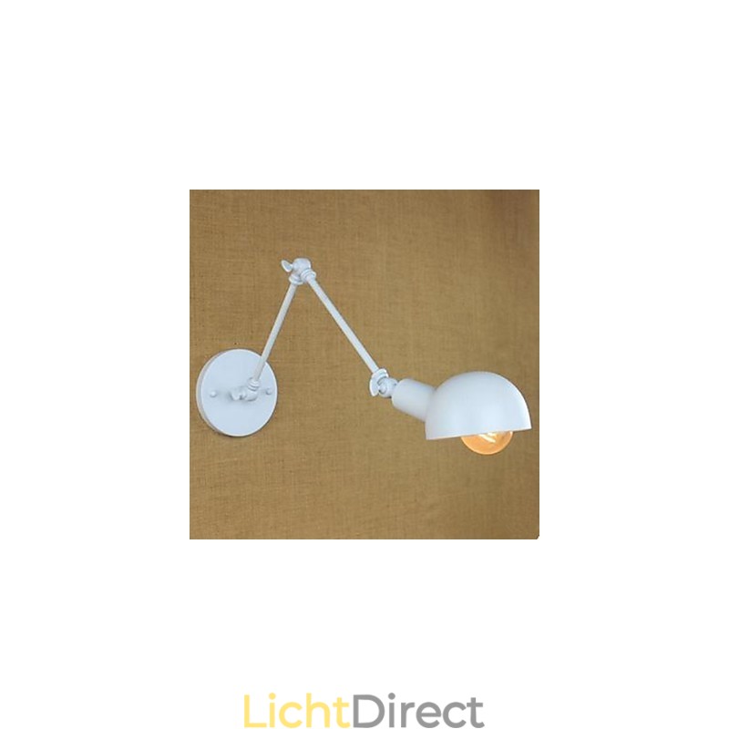 Witte dubbele festival wandlamp van smeedijzer met lange arm