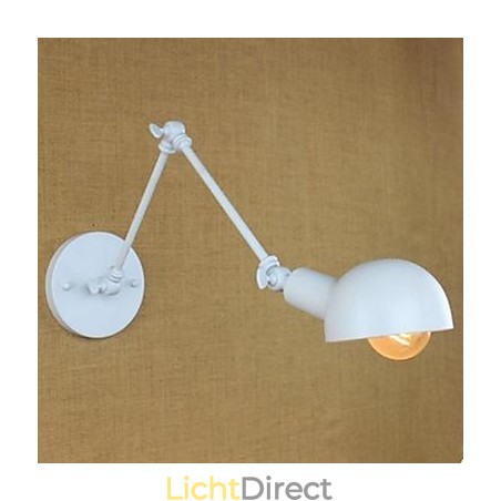 Witte dubbele festival wandlamp van smeedijzer met lange arm Witte dubbele festival wandlamp van smeedijzer met lange arm