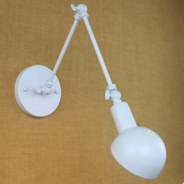Witte dubbele festival wandlamp van smeedijzer met lange arm