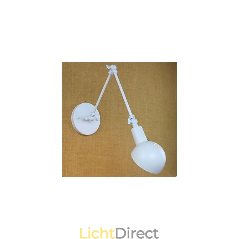 Witte dubbele festival wandlamp van smeedijzer met lange arm