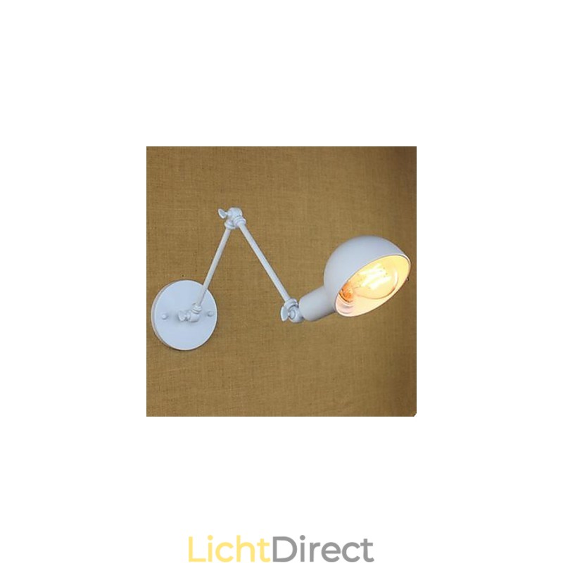Witte dubbele festival wandlamp van smeedijzer met lange arm