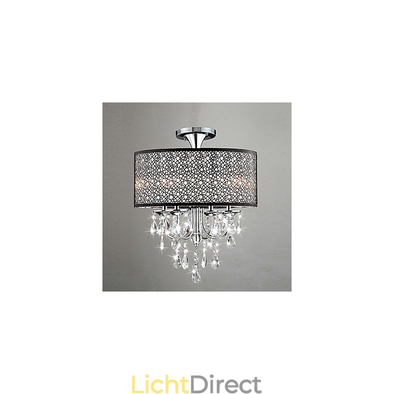 Moderne eigentijdse trommelkristal mini-stijl chromen kroonluchter