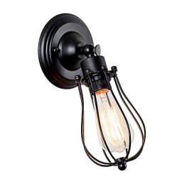 Vintage wandlamp industriële wandlamp zwarte metalen draadkooi wandlamp