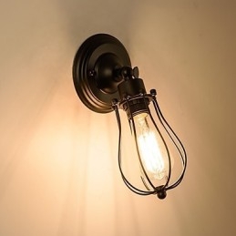 Vintage wandlamp industriële wandlamp zwarte metalen draadkooi wandlamp