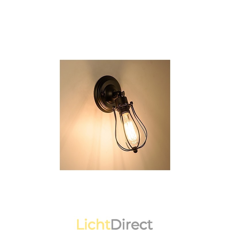 Vintage wandlamp industriële wandlamp zwarte metalen draadkooi wandlamp