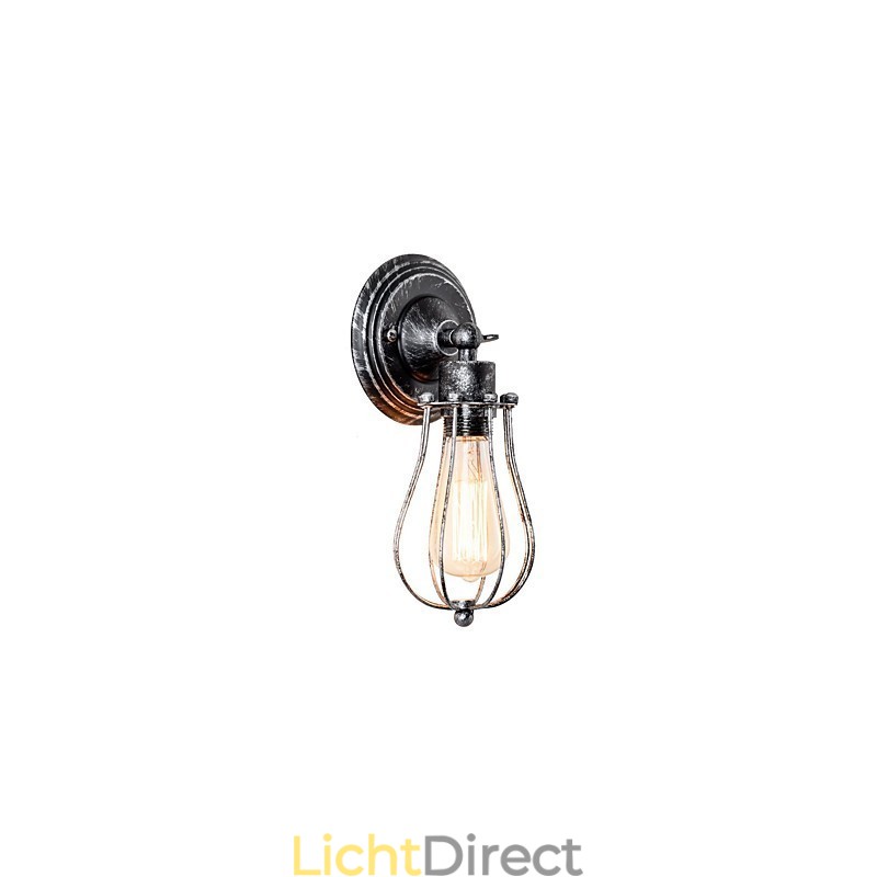 Vintage wandlamp industriële wandlamp zwarte metalen draadkooi wandlamp