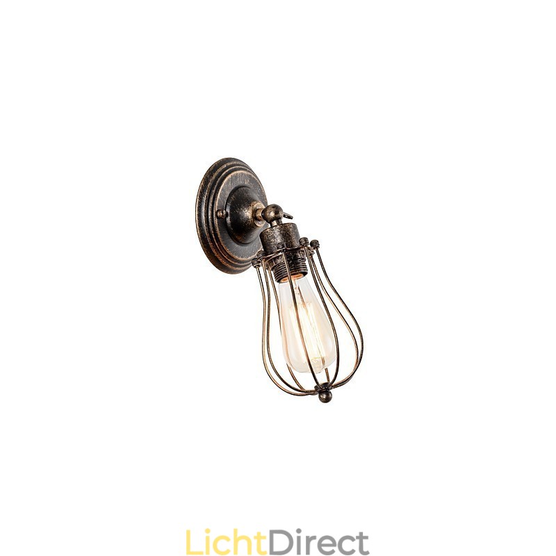Vintage wandlamp industriële wandlamp zwarte metalen draadkooi wandlamp