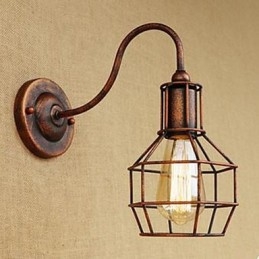 Iron Art Lange Arm Nostalgisch En Retro Creatief Karakter Roestkleur Studeerkamer Zitkamer Hoofd Van De Amerikaanse Wandlamp