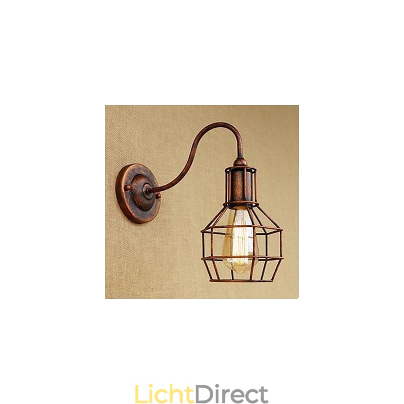 Iron Art Lange Arm Nostalgisch En Retro Creatief Karakter Roestkleur Studeerkamer Zitkamer Hoofd Van De Amerikaanse Wandlamp