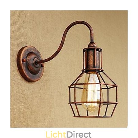 Iron Art Lange Arm Nostalgisch En Retro Creatief Karakter Roestkleur Studeerkamer Zitkamer Hoofd Van De Amerikaanse Wandlamp