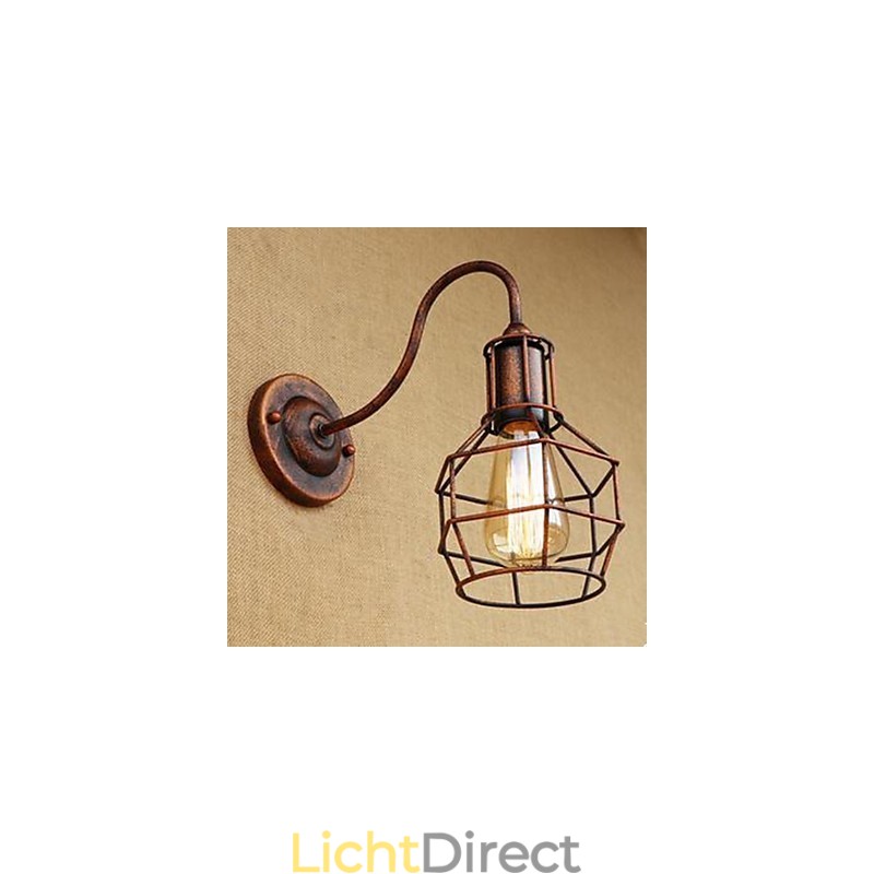 Iron Art Lange Arm Nostalgisch En Retro Creatief Karakter Roestkleur Studeerkamer Zitkamer Hoofd Van De Amerikaanse Wandlamp