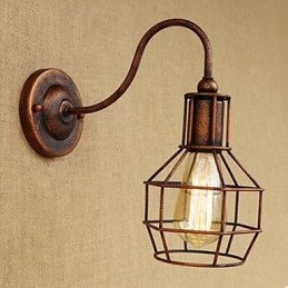 Iron Art Lange Arm Nostalgisch En Retro Creatief Karakter Roestkleur Studeerkamer Zitkamer Hoofd Van De Amerikaanse Wandlamp