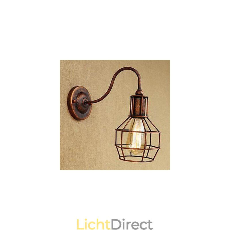 Iron Art Lange Arm Nostalgisch En Retro Creatief Karakter Roestkleur Studeerkamer Zitkamer Hoofd Van De Amerikaanse Wandlamp