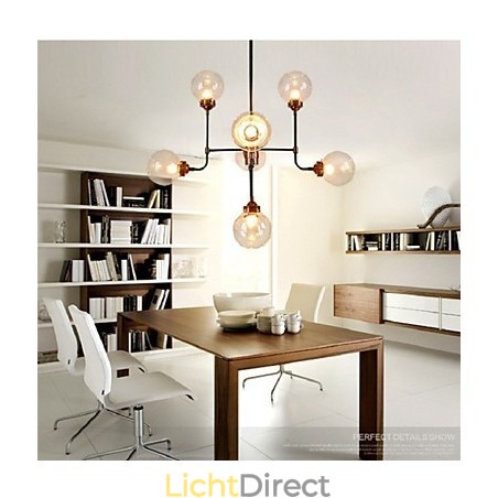 Moderne creatieve smeedijzeren kroonluchter die oude gebruiken herstelt Glazen bol Moleculaire magische bonen Hanglamp Moderne creatieve smeedijzeren kroonluchter die oude gebruiken herstelt Glazen bol Moleculaire magische bonen Hanglamp