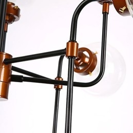 Moderne creatieve smeedijzeren kroonluchter die oude gebruiken herstelt Glazen bol Moleculaire magische bonen Hanglamp
