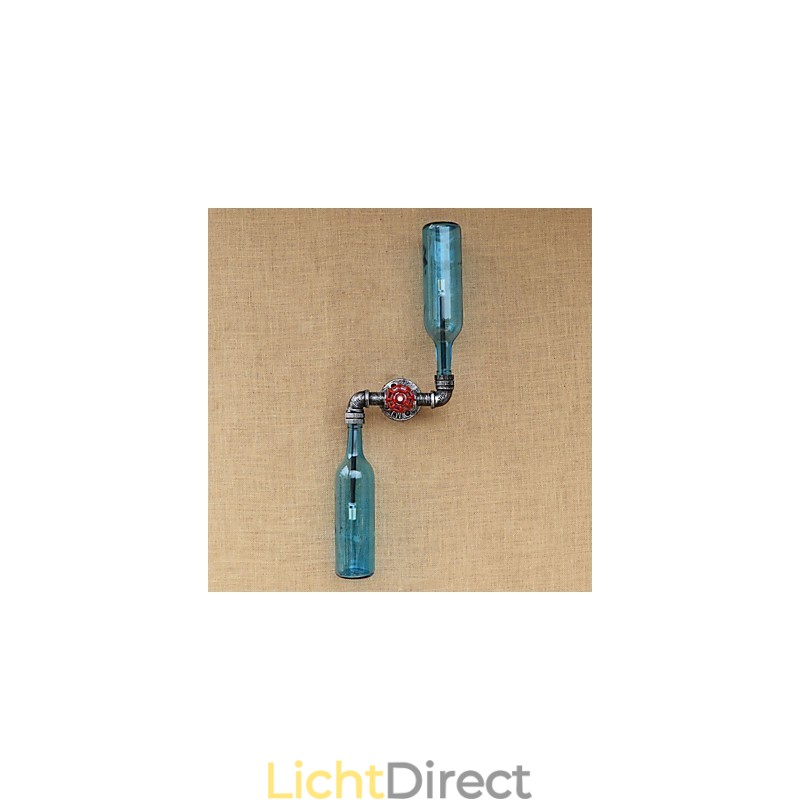 Smeedijzeren Loft De Flessenpijp Flessenwandlamp Plank