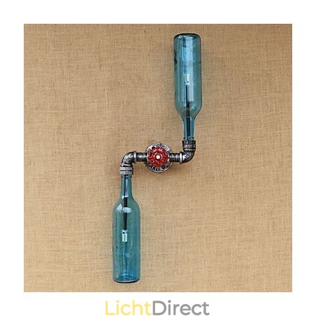 Smeedijzeren Loft De Flessenpijp Flessenwandlamp Plank Smeedijzeren Loft De Flessenpijp Flessenwandlamp Plank